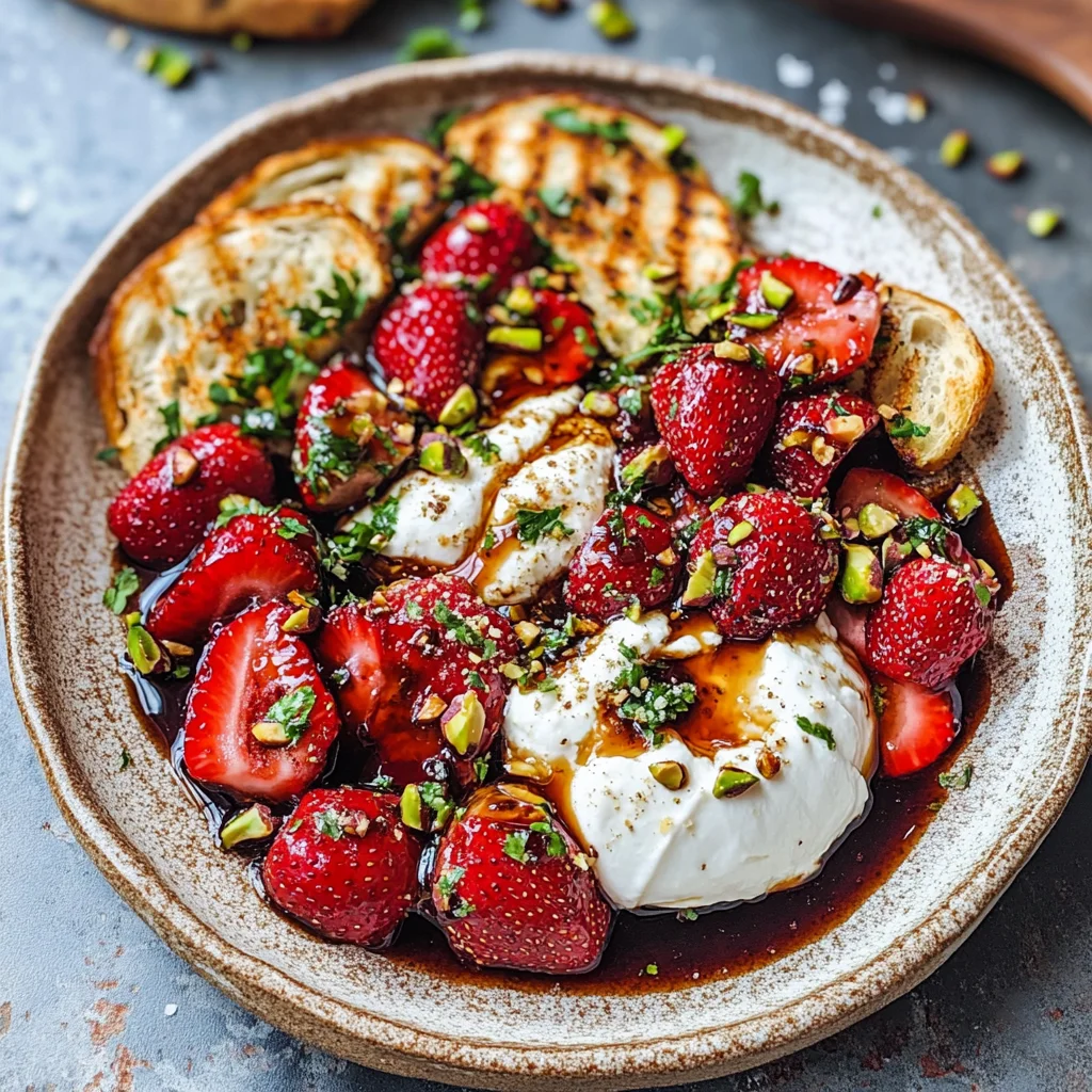 Balsamic Roasted Strawberries and Burrata with Grilled Bread
