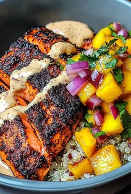 Blackened Salmon Bowl with Mango Salsa & Chipotle Crema