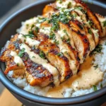 Chicken & Rice Bowls with Creamy Garlic Sauce