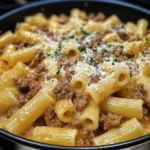 Creamy Beef and Garlic Butter Rigatoni