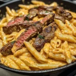 Creamy Cajun Steak & Cheddar Penne Skillet