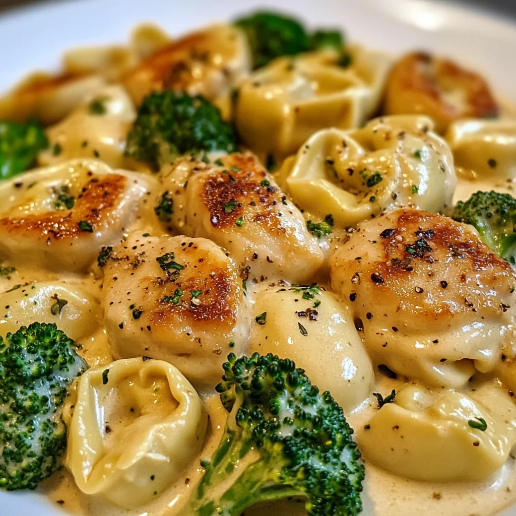 Creamy Garlic Parmesan Tortellini with Chicken & Broccoli