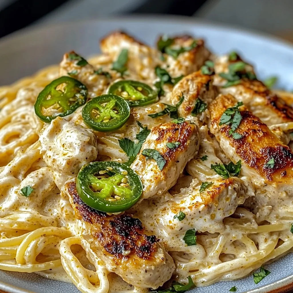 Creamy Jalapeño Popper Chicken Spaghetti