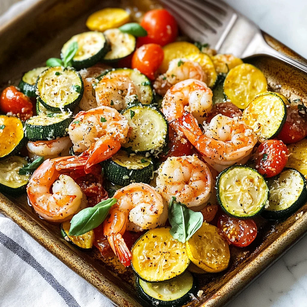 Garlic Parmesan Sheet Pan Shrimp with Zucchini