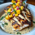 Grilled Fish with Mango Salsa & Creamy Sauce