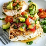 Grilled Halibut with Tomato Avocado Salsa