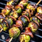 Grilled Turkey Bacon Wrapped Brussels Sprouts