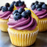 Lemon Blueberry Cupcakes with Blueberry Buttercream Frosting