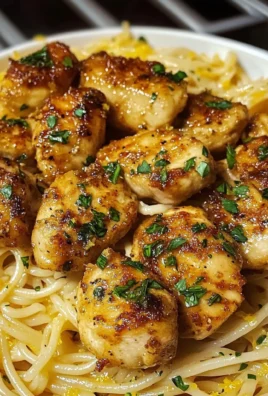 Lemon Garlic Butter Chicken Bites with Parmesan Linguine