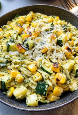 Pesto Zucchini Orzo with Charred Sweet Corn