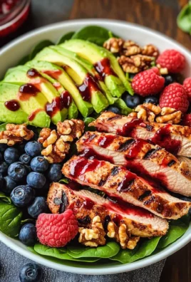 Triple berry avocado grilled chicken salad