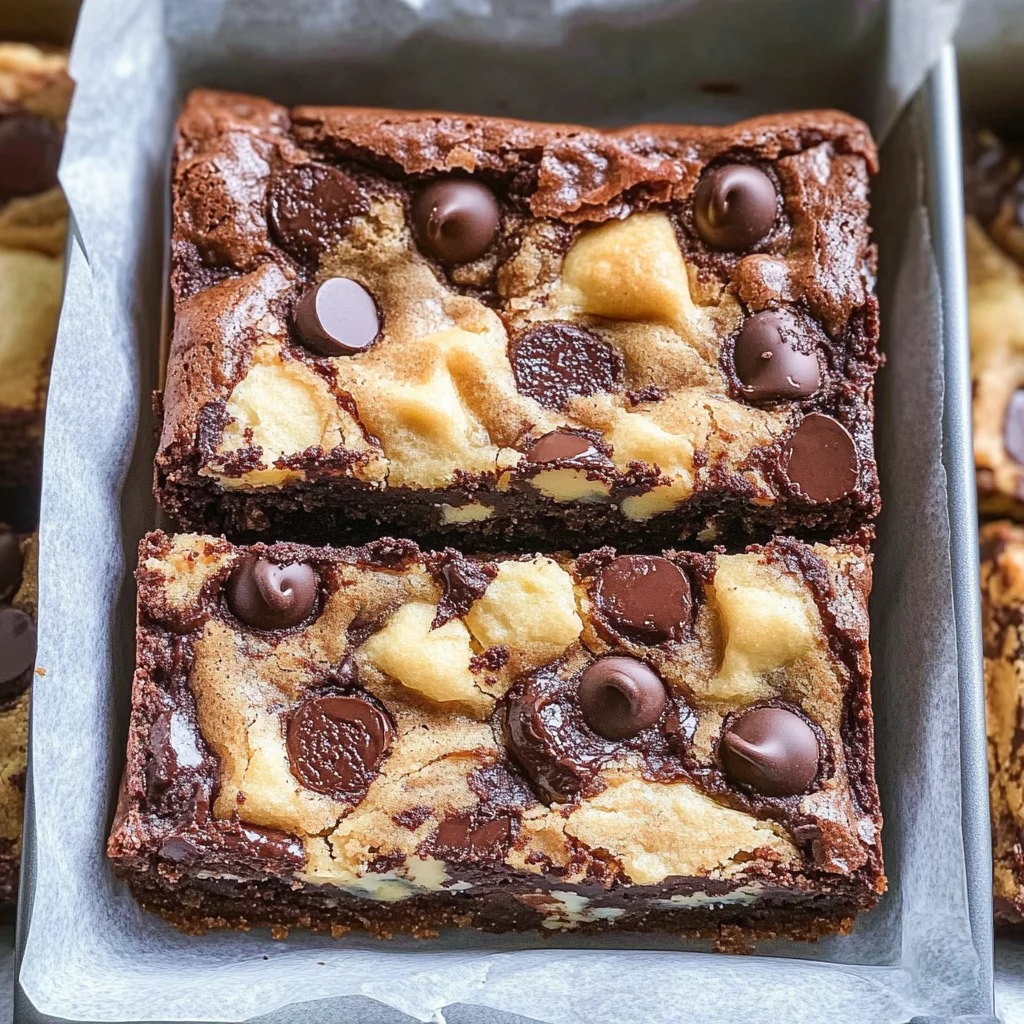Best of Both World Brookie Bars = Cookie Brownie Bars Recipe