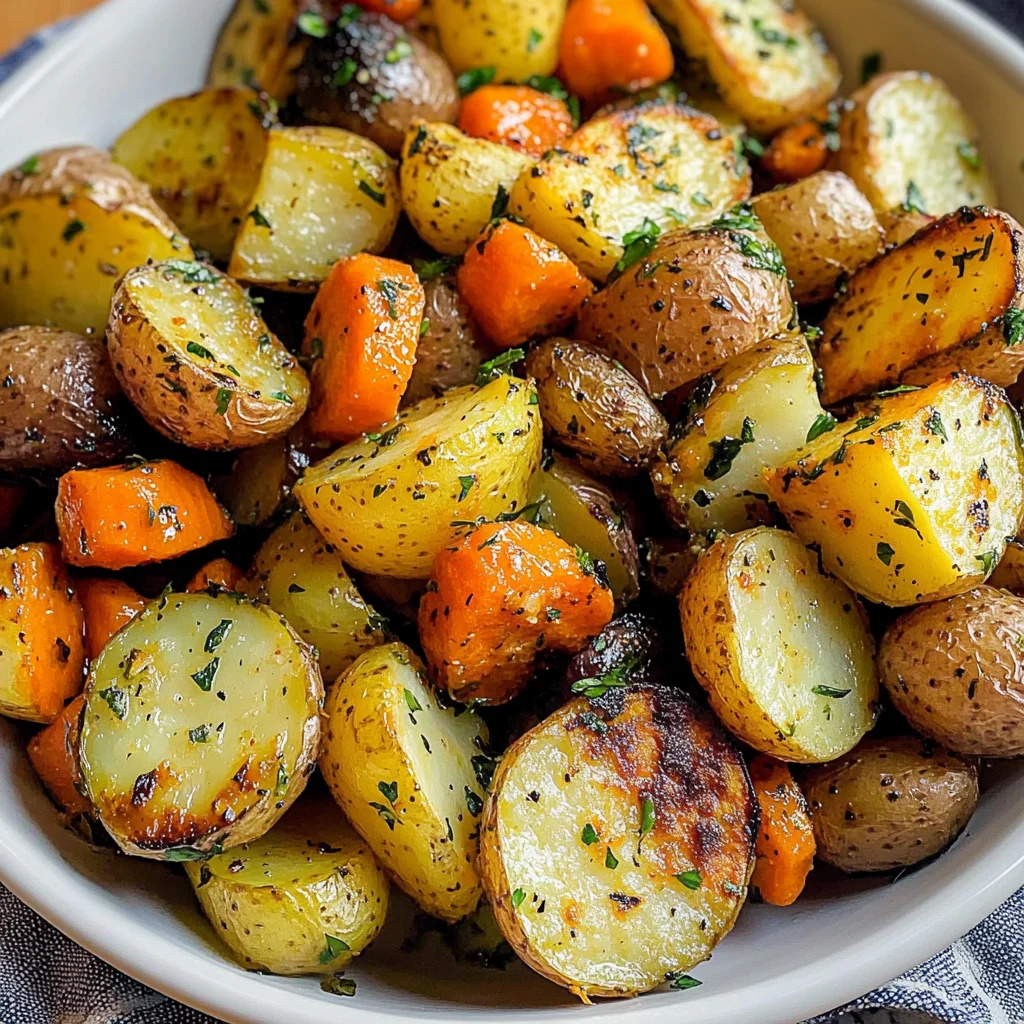 Garlic Herb Roasted Potatoes Carrots and Zucchini