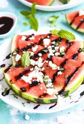 Grilled Watermelon with Feta, Mint, and Balsamic Glaze