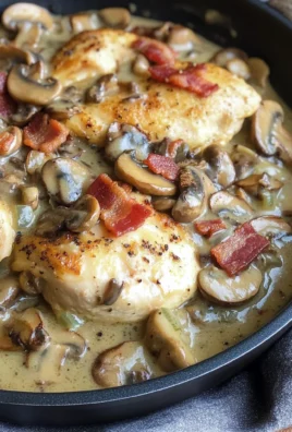 One Skillet Keto Chicken with Bacon Mushroom Gravy