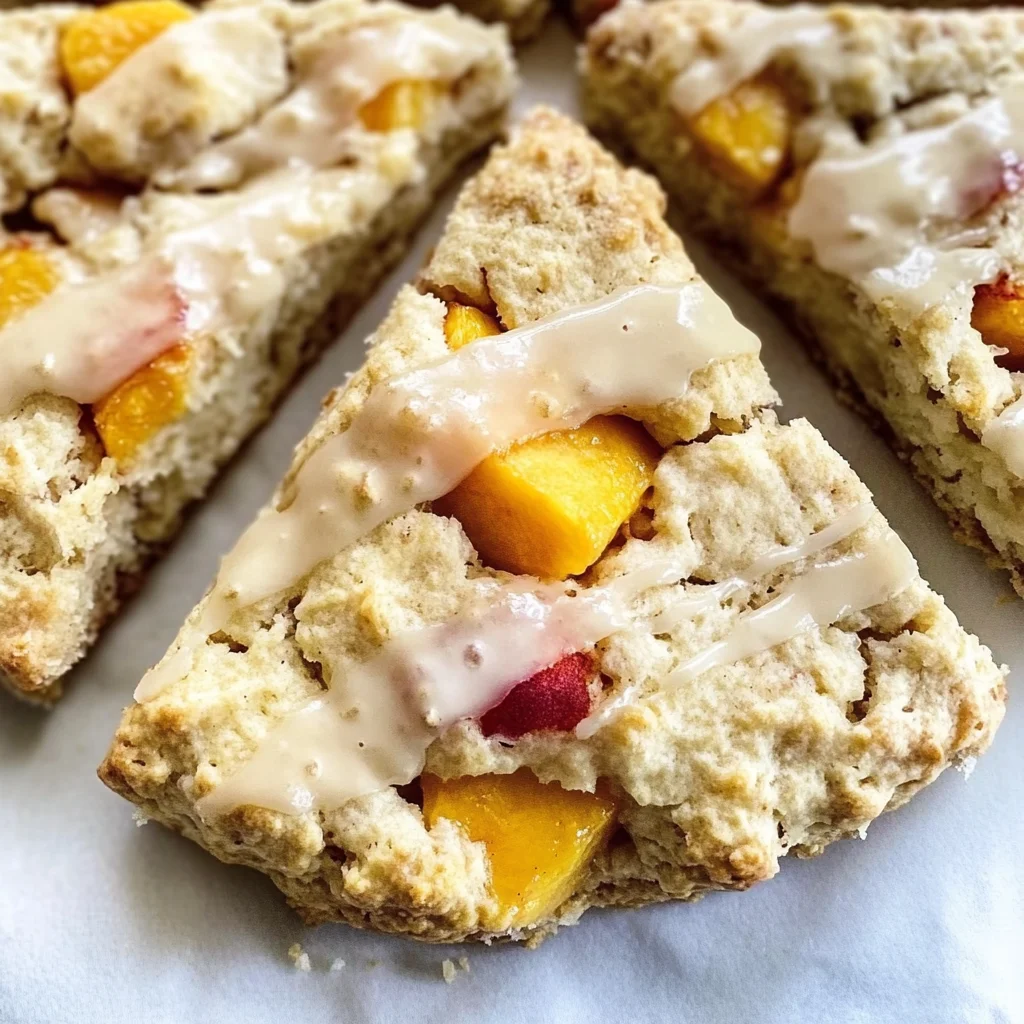 Peach Scones with Honey Vanilla Glaze