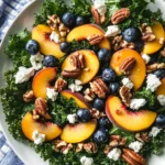 Summer Kale Salad with Peaches and Candied Pecans