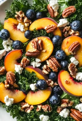 Summer Kale Salad with Peaches and Candied Pecans
