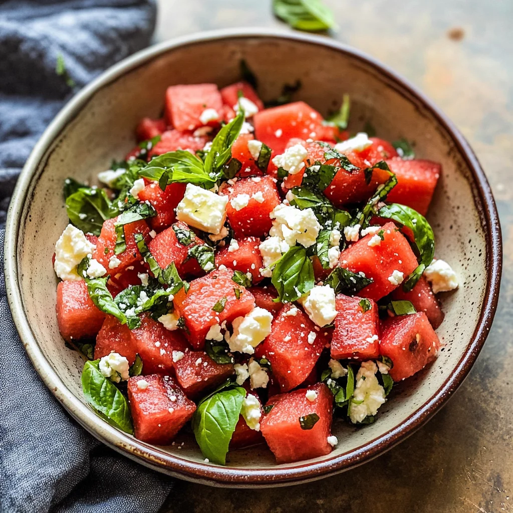 Watermelon Basil Salad with Feta