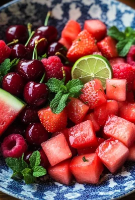 Watermelon Fruit Salad with Lime Mint Dressing