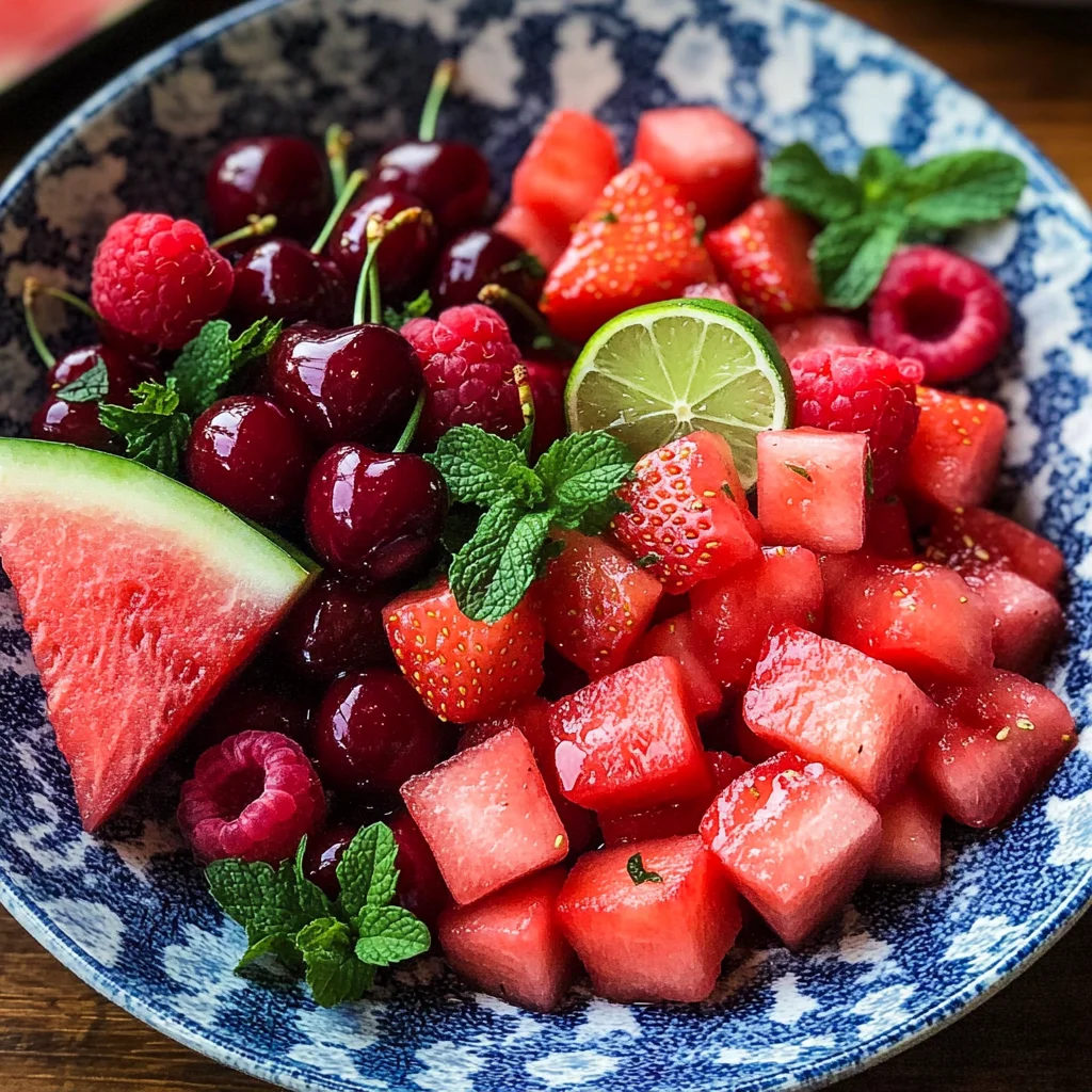 Watermelon Fruit Salad with Lime Mint Dressing