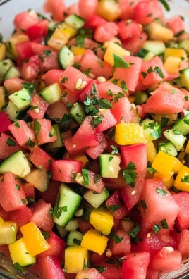 Watermelon Salsa with Cucumbers and Peppers