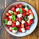 Watermelon Strawberry Caprese Salad