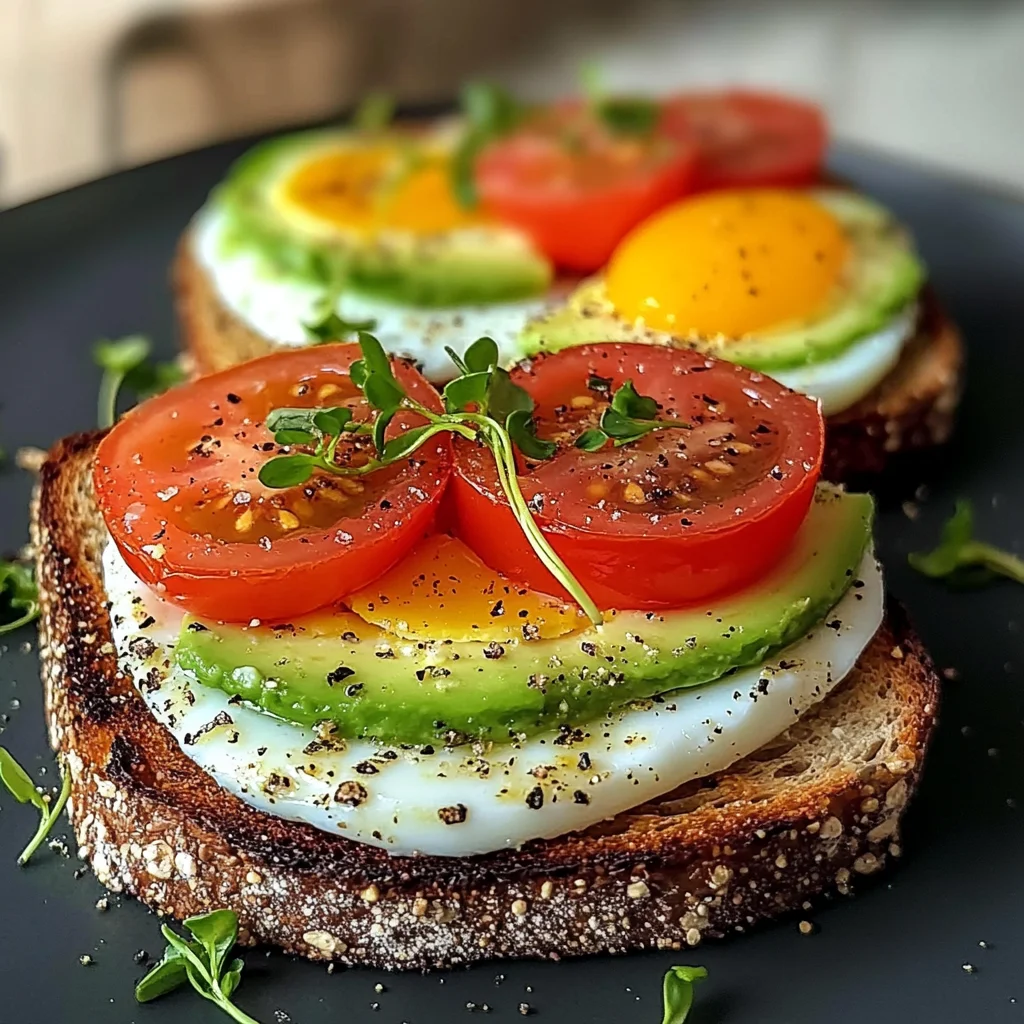Avocado Tomato Cottage Toasts with Jammy Eggs