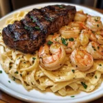Creamy Cajun Steak and Shrimp Alfredo