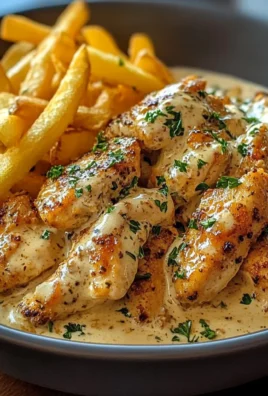 Creamy Garlic Herb Chicken with Crispy Fries