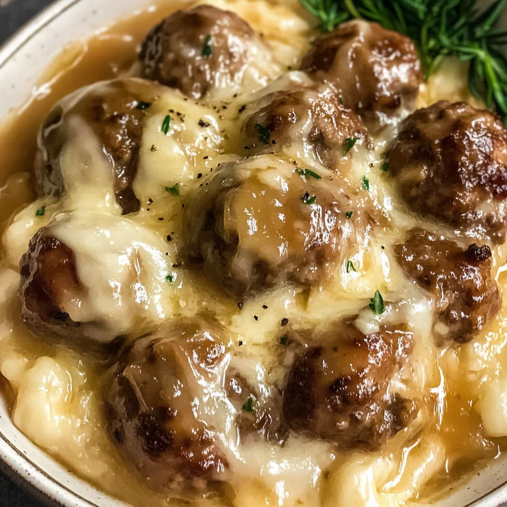 Crock Pot French Onion Meatballs