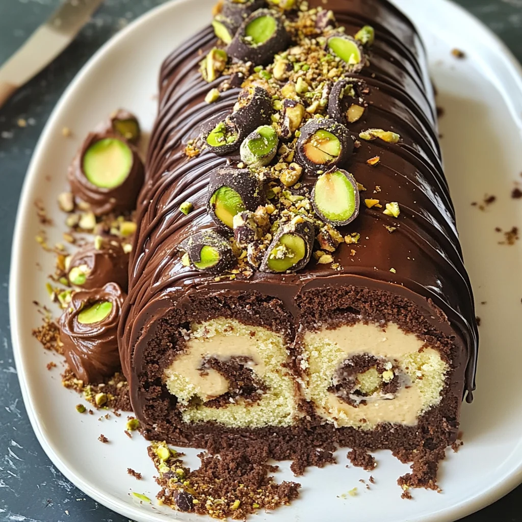 Dubai Chocolate Roll Cake