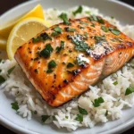 Garlic Butter Salmon with Fluffy White Rice