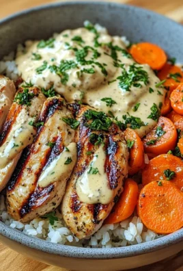 Grilled Chicken Bowl with Herbed Rice, Glazed Carrots & Creamy Sauce