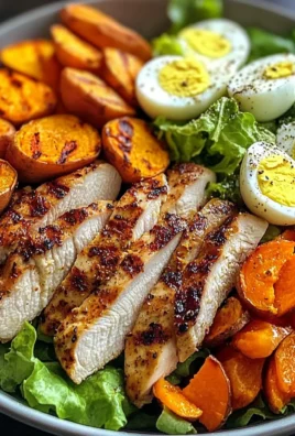 Grilled Chicken Salad Bowl with Sweet Potato Rounds & Eggs