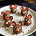Halloween Dessert - Strawberry and Chocolate fudge mice