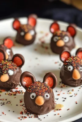 Halloween Dessert - Strawberry and Chocolate fudge mice