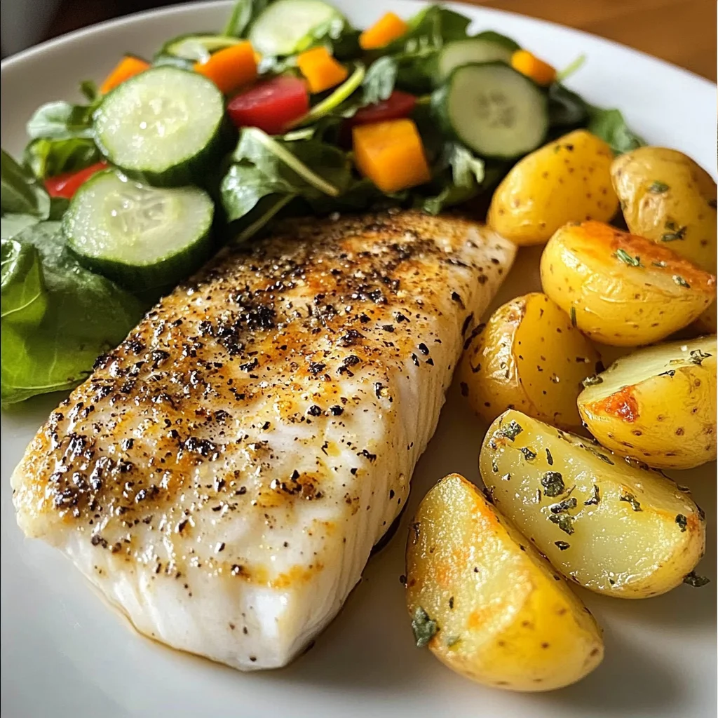 Lemon Pepper Fish with Herb Potatoes & Garden Salad