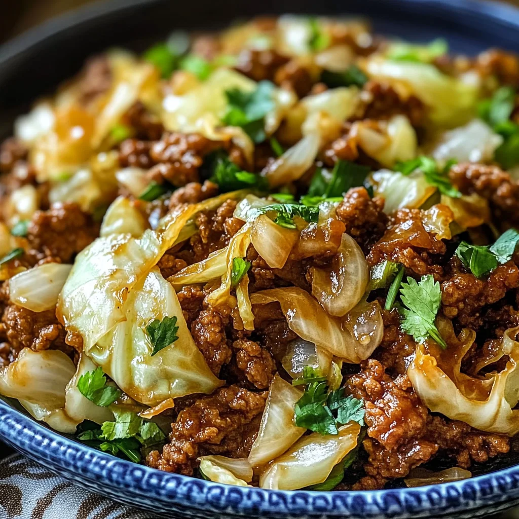 Mongolian-Style Ground Beef Stir-Fry with Crispy Cabbage