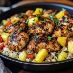 One Pan Caribbean Jerk Chicken with Pineapple-Coconut Rice Recipe