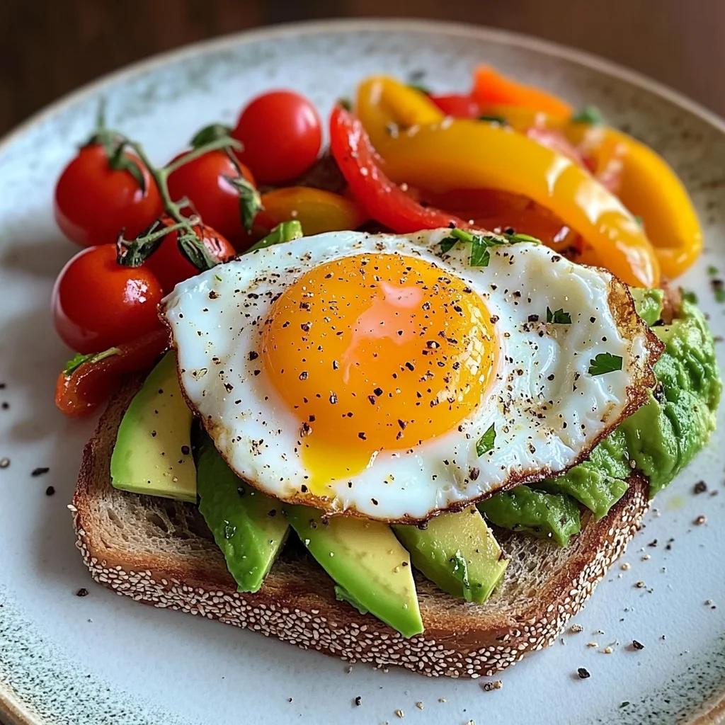 Poached Egg & Avocado Brunch Plate with Roasted Peppers