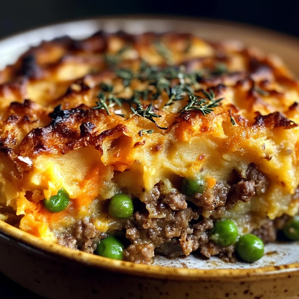 Savory Ground Lamb Shepherds Pie with Creamy Sweet Potato Mash