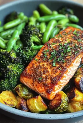 Spiced Salmon Bowl with Roasted Brussels, Sautéed Greens & Steamed Broccoli