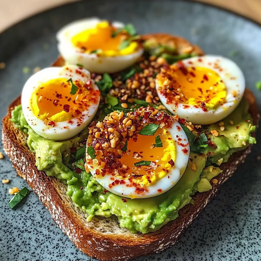 Spicy Avocado Toast with Jammy Eggs & Chili Crunch