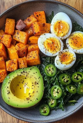 Avocado Power Plate with Jammy Eggs, Spinach & Sweet Potatoes