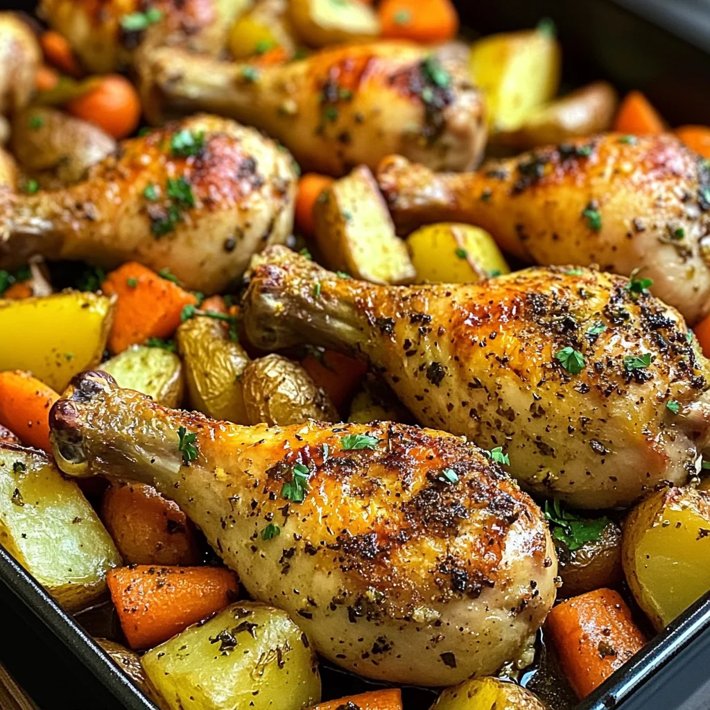 Baked Chicken Drumsticks with Roasted Veggies