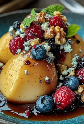 Baked Pears with Berries, Honey, Walnuts & Blue Cheese