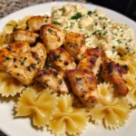 Cheesy Garlic Chicken Bowtie Pasta Recipe
