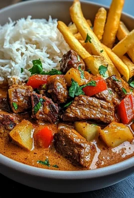 Creamy Coconut Curry Beef with Garlic Naan & Fries