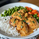Creamy Paprika Chicken with Rice & Buttered Veggies